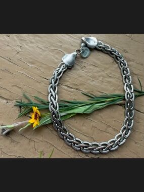 Unique Vintage Braided Chain Bracelet - Silver